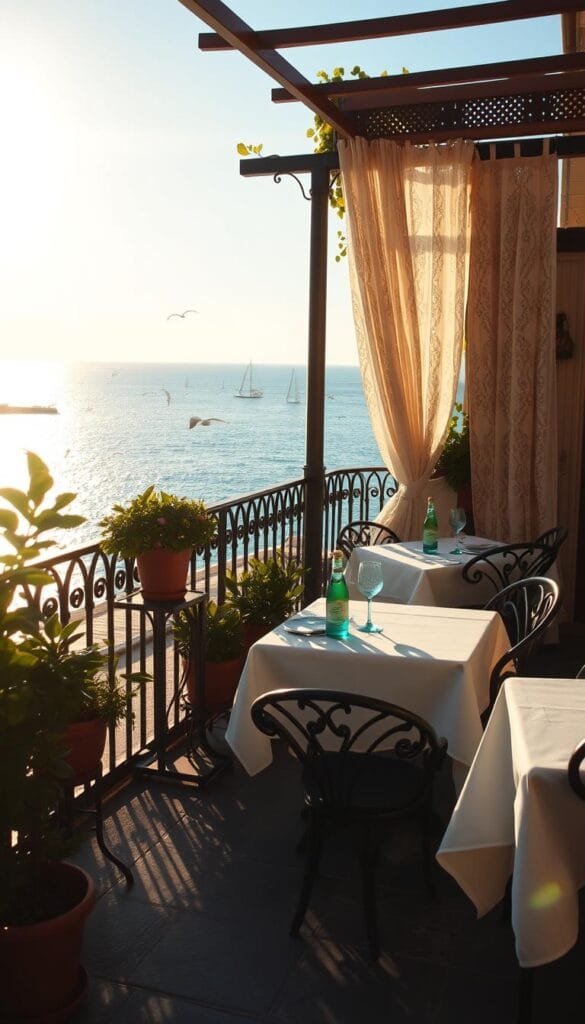 terraza con vistas al mar